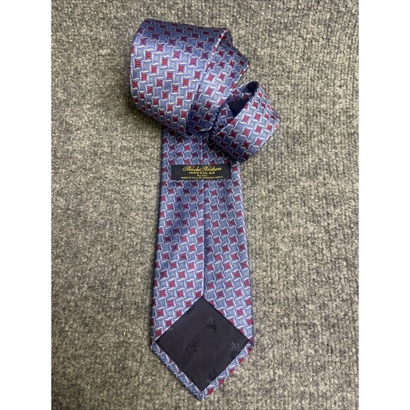 Brooks Brothers Irregular Silk Necktie. Blue Red Men's Tie - Picture 2 of 5